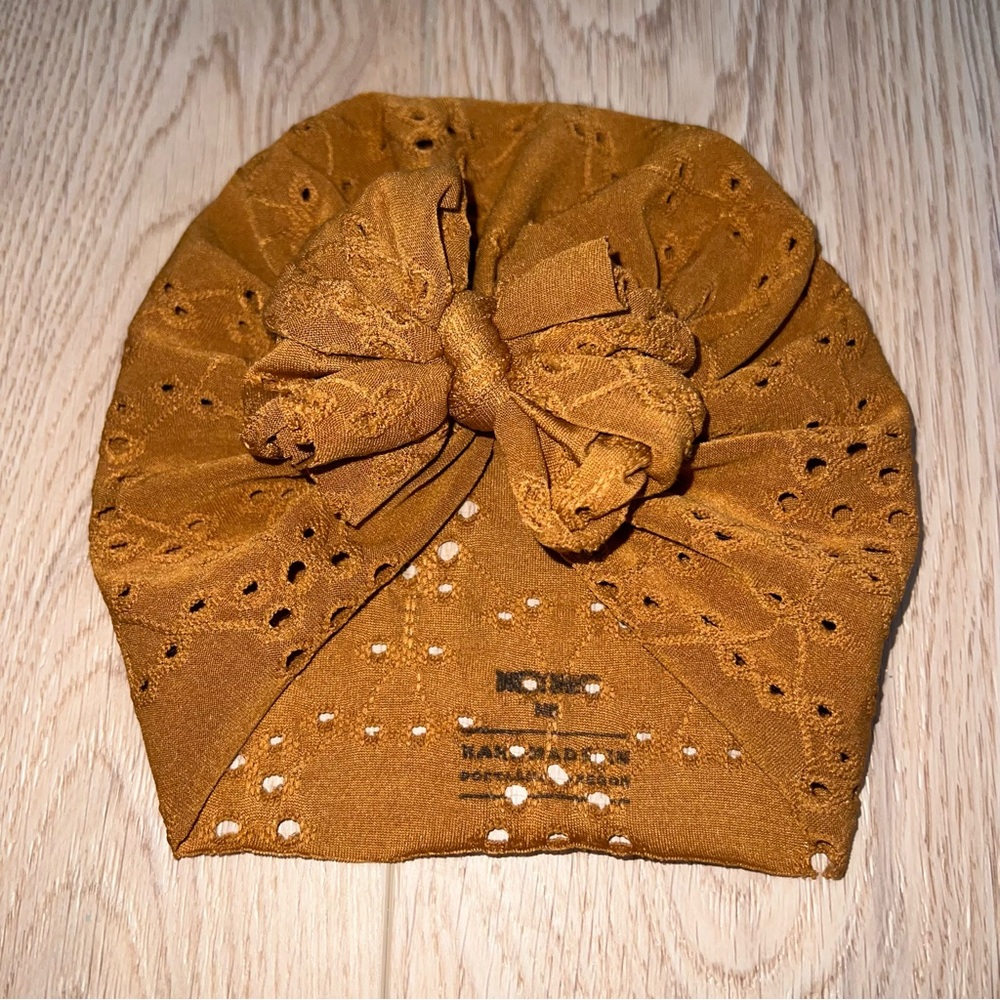 Rust Eyelet Bow Bunny Knot Turban